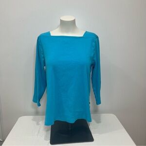 Chico’s 100% cotton 3/4 sleeve blue top